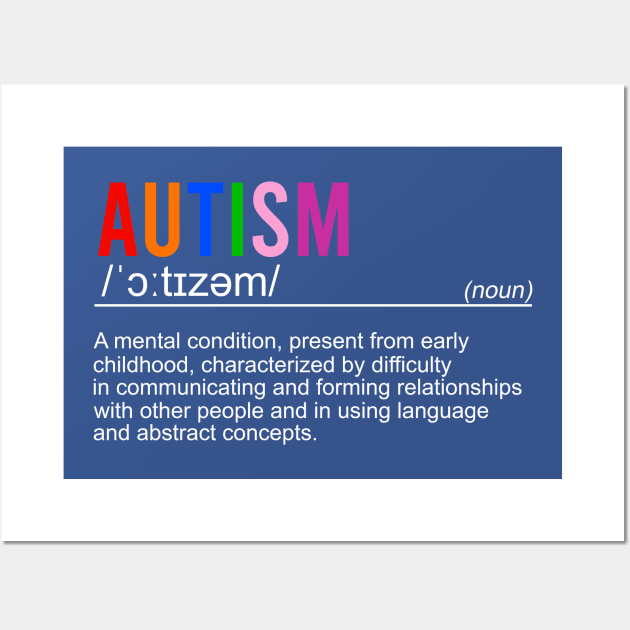 Autism Awareness Noun Definition, Autism Puzzle, Autism Mom, Autism Support Wall Art by CrosbyD